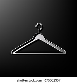 Hanger sign illustration. Vector. Gray 3d printed icon on black background.