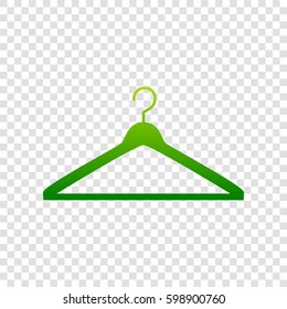 Hanger sign illustration. Vector. Green gradient icon on transparent background.