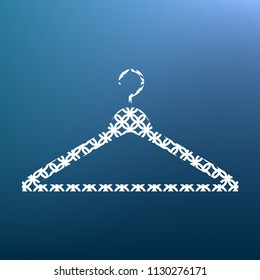 Hanger sign illustration. Vector. White textured icon at lapis lazuli gradient background.