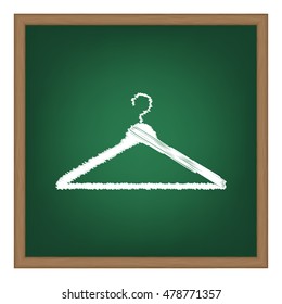 Hanger sign illustration. White chalk effect on green school board.