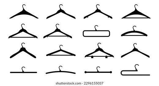 Hanger Silhouette Set - Black Vector Illustrations Isolated On White Background