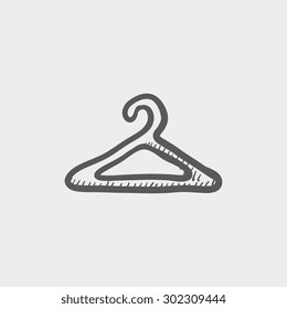 Hanger sketch icon for web and mobile. Hand drawn vector dark grey icon on light grey background.