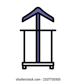 Icono del soporte de la percha. Contorno de negrita editable con diseño de relleno de color. Ilustración vectorial.