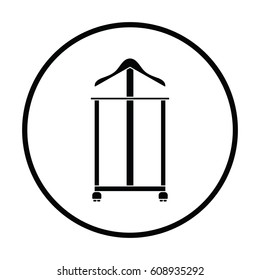 Hanger stand icon. Thin circle design. Vector illustration.