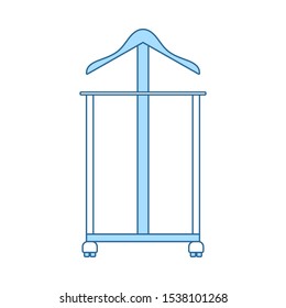Icono del soporte de la percha. Línea Delgada Con Diseño De Relleno Azul. Ilustración vectorial.