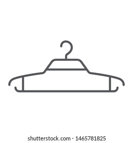 Hanger thin line icon, clothing and wardrobe, clothes hanger sign, vector graphics, a linear pattern on a white background, eps 10.