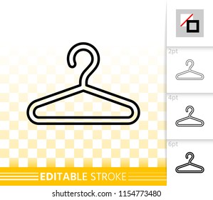 Hanger thin line icon. Outline web sign of fashion. Cloakroom linear pictogram with different stroke width. Simple vector symbol, transparent background. Hanger editable stroke icon without fill