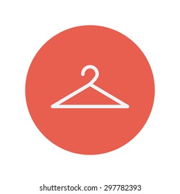 Hanger thin line icon for web and mobile minimalistic flat design. Vector white icon inside the red circle.
