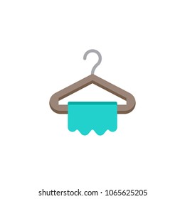 Hanger and towel flat icon, vector sign, colorful pictogram isolated on white. Clothes hanger symbol, logo illustration. Flat style design