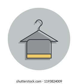 hanger with towel icon in badge style. One of web collection icon can be used for UI, UX