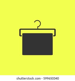 Hanger with towel icon flat. Black pictogram on white background. Vector illustration symbol and bonus button