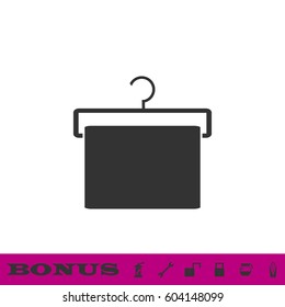 Hanger with towel icon flat. Black pictogram on white background. Vector illustration symbol and bonus button