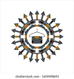 Hänger mit Handtuchsymbol auf arabischem Hintergrund. Arabeske Einrichtung.
