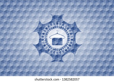 hanger with towel icon inside blue hexagon badge.