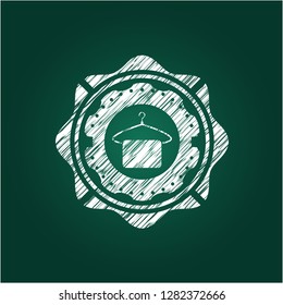 hanger with towel icon inside chalkboard emblem