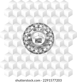 colgar con un icono de toalla dentro del emblema gris con fondo blanco cubo. 