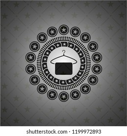 hanger with towel icon inside realistic dark emblem