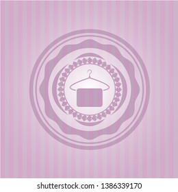 hanger with towel icon inside realistic pink emblem