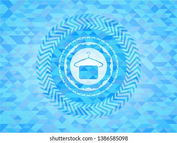hanger with towel icon inside realistic sky blue emblem. Mosaic background