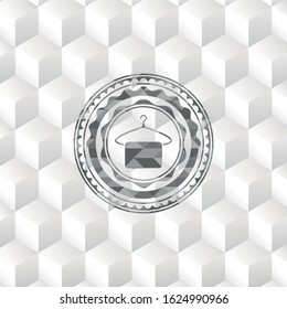 hanger with towel icon inside realistic grey emblem with cube white background