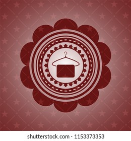 hanger with towel icon inside red emblem. Retro