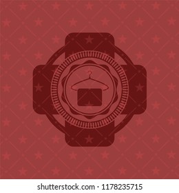 hanger with towel icon inside red emblem. Retro