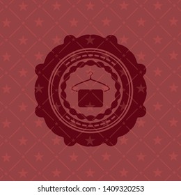 hanger with towel icon inside red emblem. Vintage.