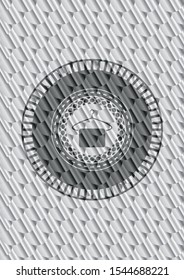 hanger with towel icon inside silver shiny emblem. Scales pattern. Vector Illustration. Detailed.