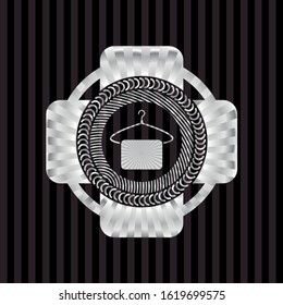 hanger with towel icon inside silver shiny emblem