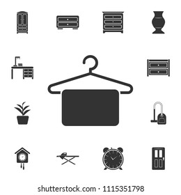 Hanger with a towel icon. Simple element illustration. Hanger with a towel symbol design from Home Furniture collection set. Can be used for web and mobile on white background