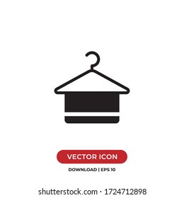 Percha con el vector del icono de la toalla. Signo de colgador de ropa