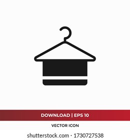 Percha con el vector del icono de la toalla. Signo de colgador de ropa