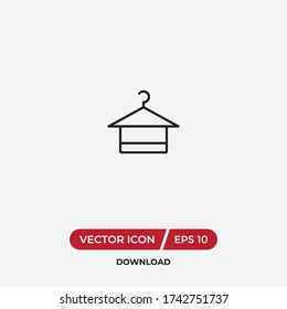 Hanger with towel icon vector. Simple hanger and towel sign