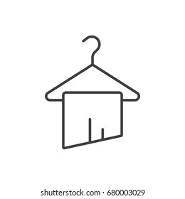 Hanger with towel. Laundry icon.