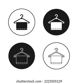 Hanger and towel round black white icons set