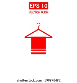 Hanger with towel  Vector Icon.