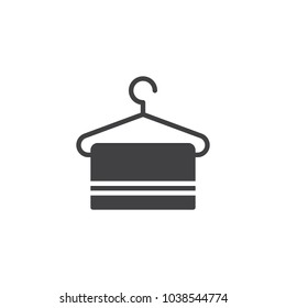 Hanger with towel vector icon. filled flat sign for mobile concept and web design. Clothes hanger simple solid icon. Symbol, logo illustration. Pixel perfect vector graphics