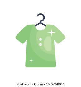 hanger with tshirt over white background, line fill style, vector illustration