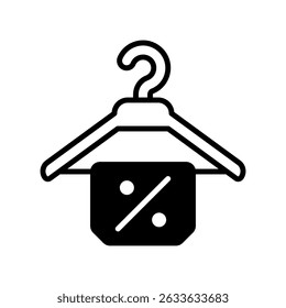 Hanger Vector for Black Friday Clothing Sale. Fashion apparel icon illustration, retail clothes shopping, discounted wardrobe design