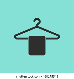 Hanger vector icon. Black illustration isolated on green background for graphic and web design.
