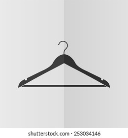 Hanger vector icon. Effect of folded paper. Flat design