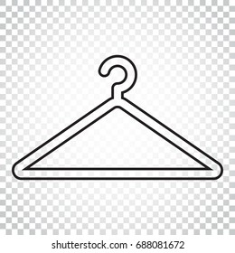 Hanger vector icon in line style. Wardrobe hanger flat illustration. Simple business concept pictogram on isolated background.