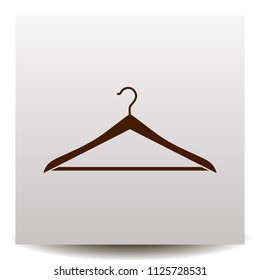 hanger vector icon on a realistic paper background with shadow. Flat design style