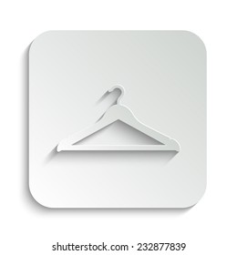 Hanger - vector icon with shadow on a grey button