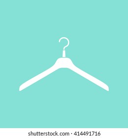Hanger    vector icon. White  illustration isolated on green  background for graphic and web design.