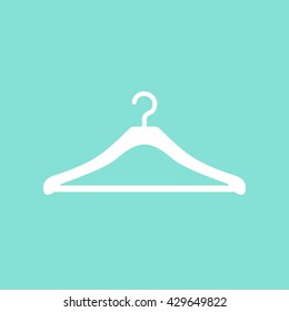 Hanger    vector icon. White  Illustration isolated on green  background for graphic and web design.