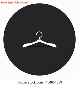 Hanger web icon. Gray circle button with white illustration.