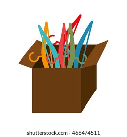 hangers in box isolated icon flat design