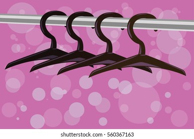 Hangers for clothes on an abstract background vector illustration