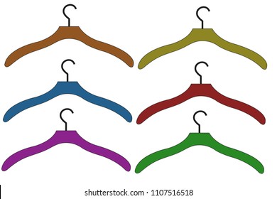 Hangers of different colors.